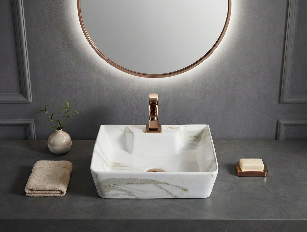 Foxx Sanitaryware 2 in 1 Wall Mount & Table Top Ceramic Premium Wash basin (M-34) (16x12x5) (M-34) Wall Hung Basin