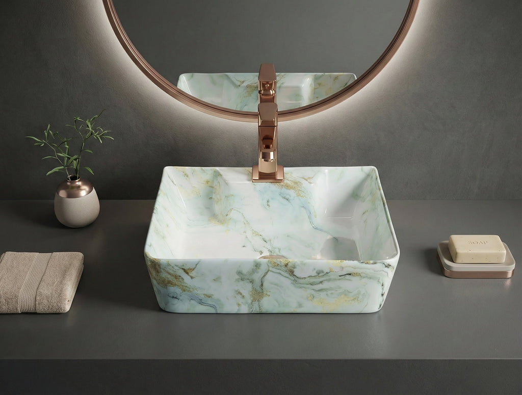 Foxx Sanitaryware 2 in 1 Wall Mount & Table Top Ceramic Premium Wash basin (M-48) (16x12x5) (M-48) Wall Hung Basin