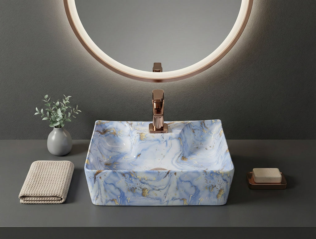 Foxx Sanitaryware 2 in 1 Wall Mount & Table Top Ceramic Premium Wash basin (M-60) (16x12x5) (M-60) Wall Hung Basin