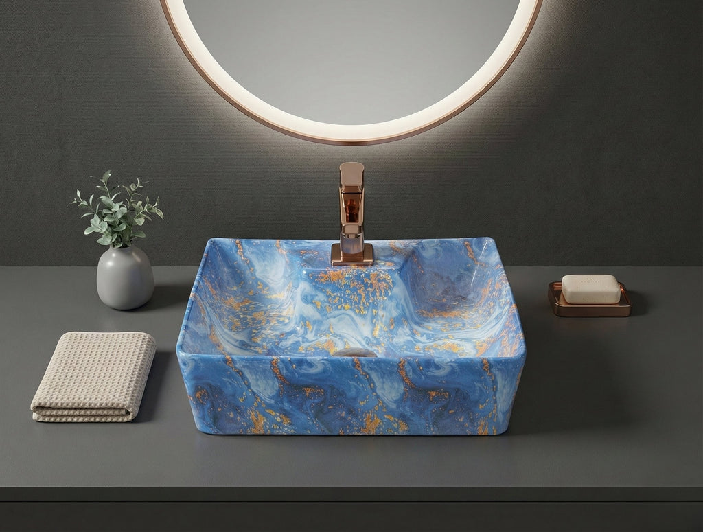 Foxx Sanitaryware 2 in 1 Wall Mount & Table Top Ceramic Premium Wash basin (M-81) (16x12x5) (M-81) Wall Hung Basin