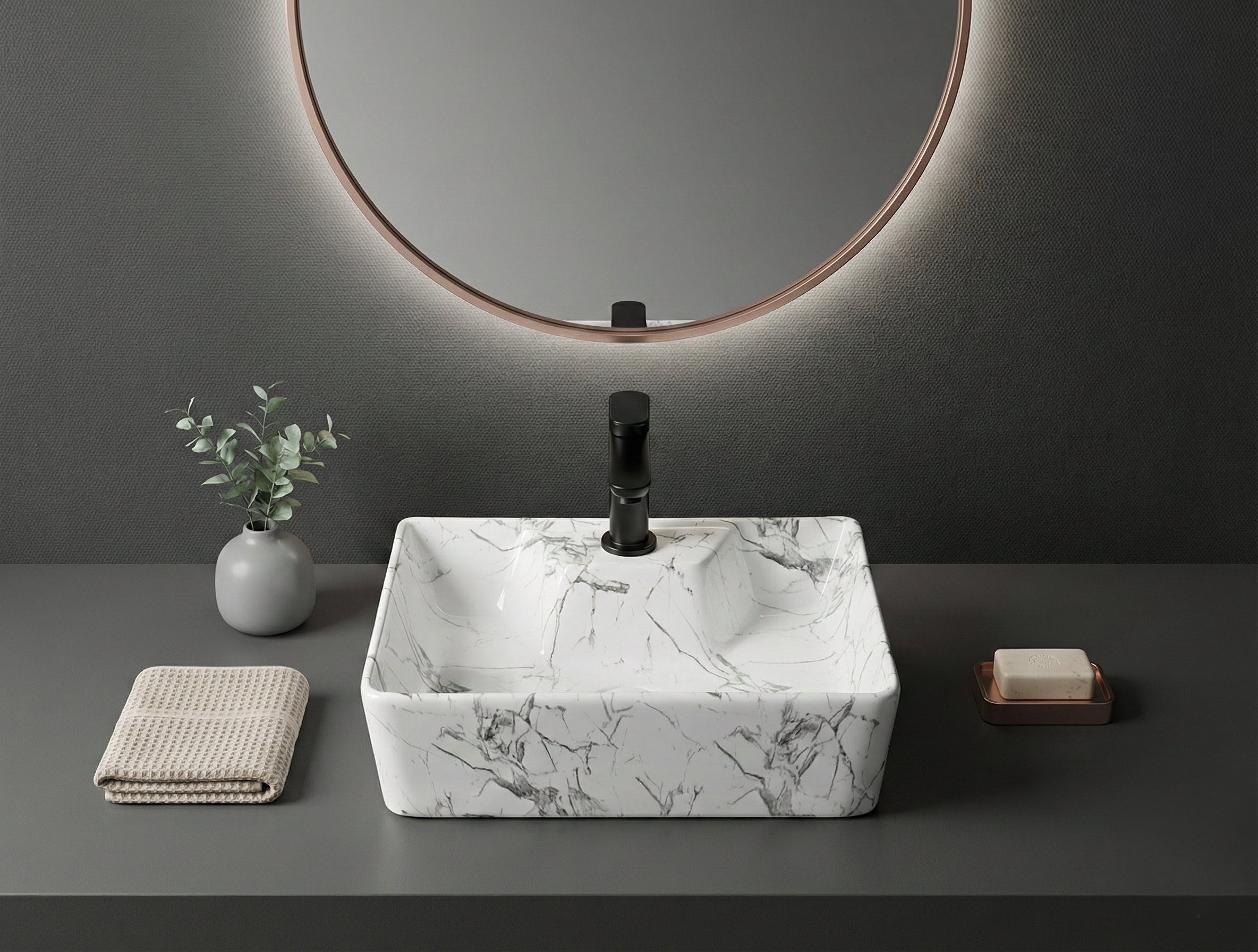 Foxx Sanitaryware 2 in 1 Wall Mount & Table Top Ceramic Premium Wash basin (M-06) (16x12x5) (M-06) Wall Hung Basin