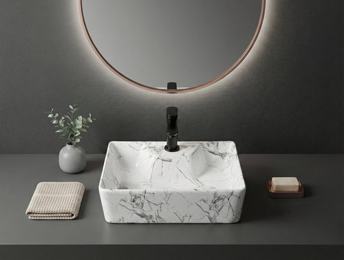 Foxx Sanitaryware 2 in 1 Wall Mount & Table Top Ceramic Premium Wash basin (M-06) (16x12x5) (M-06) Wall Hung Basin