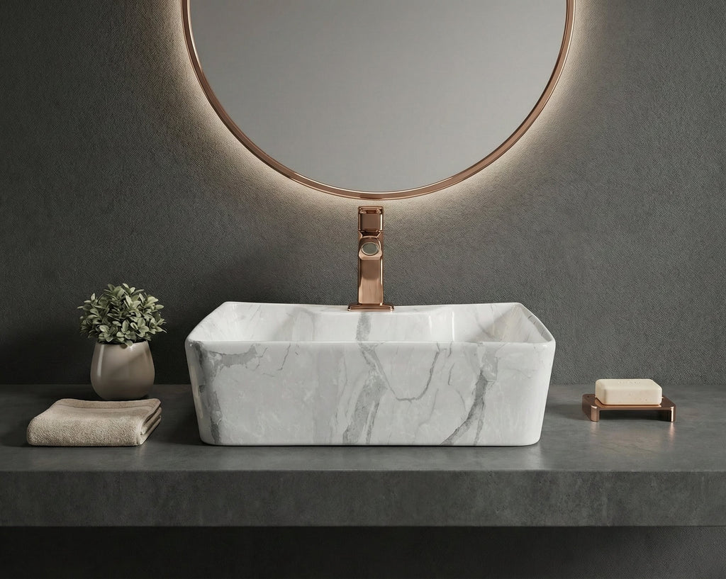Foxx Sanitaryware 2 in 1 Wall Mount & Table Top Ceramic Premium Wash basin (M-08) (16x12x5) (M-08) Wall Hung Basin