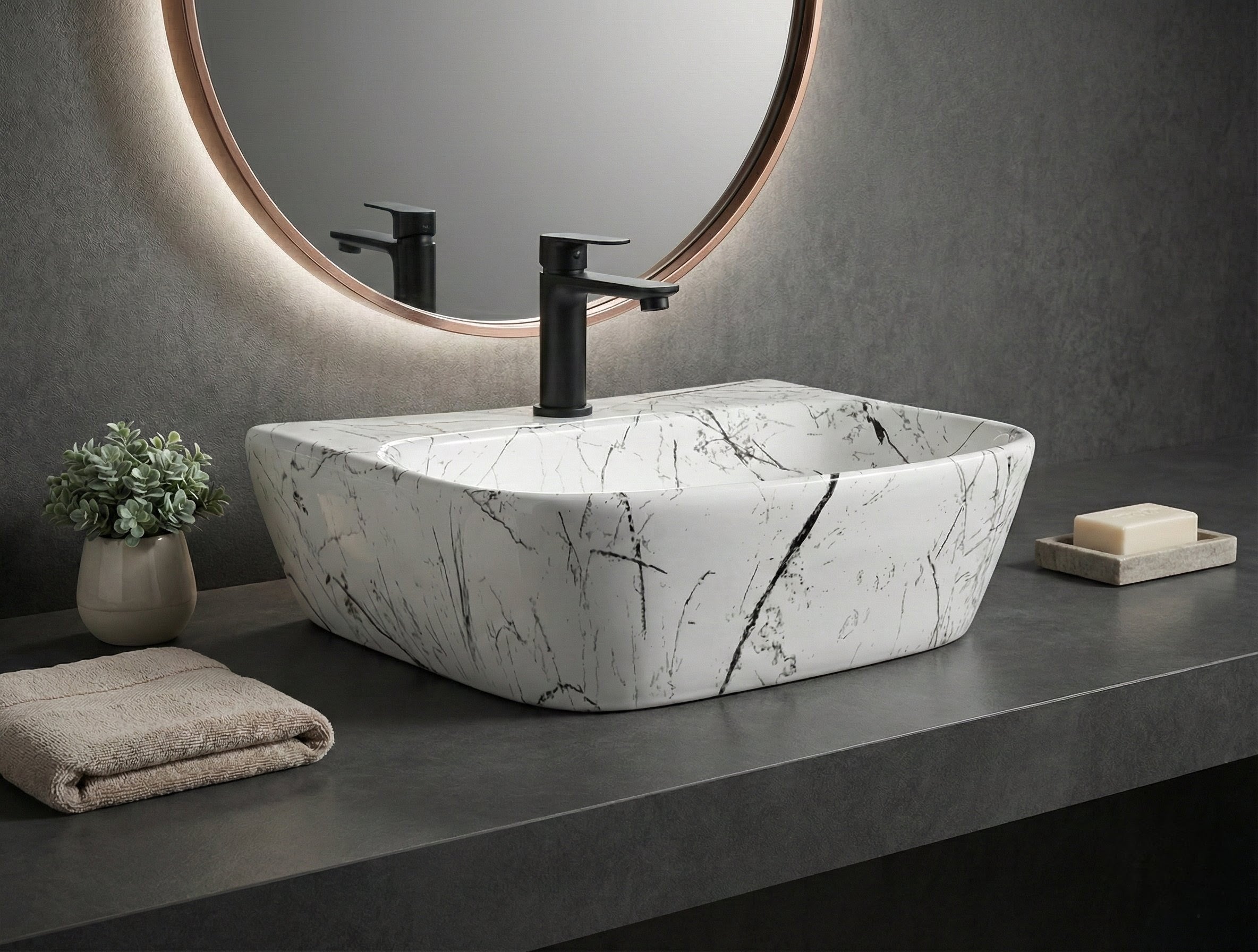 Foxx Sanitaryware 2 in 1 Wall Mount & Table Top Ceramic Premium Wash basin (M-10) (16x12x5) (M-10) Wall Hung Basin