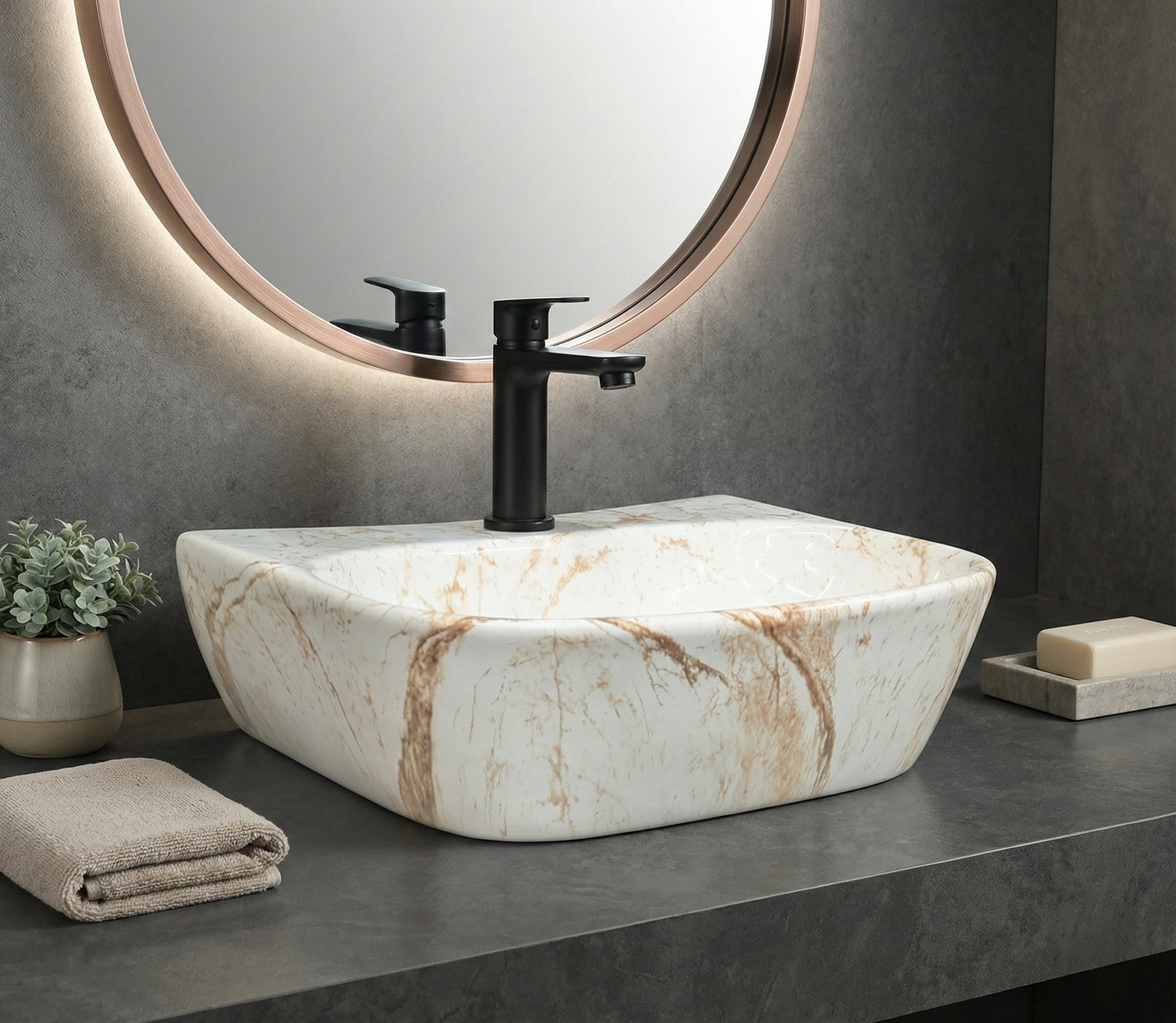 Foxx Sanitaryware 2 in 1 Wall Mount & Table Top Ceramic Premium Wash basin (Mm-10) (16x12x5) (M-10) Wall Hung Basin