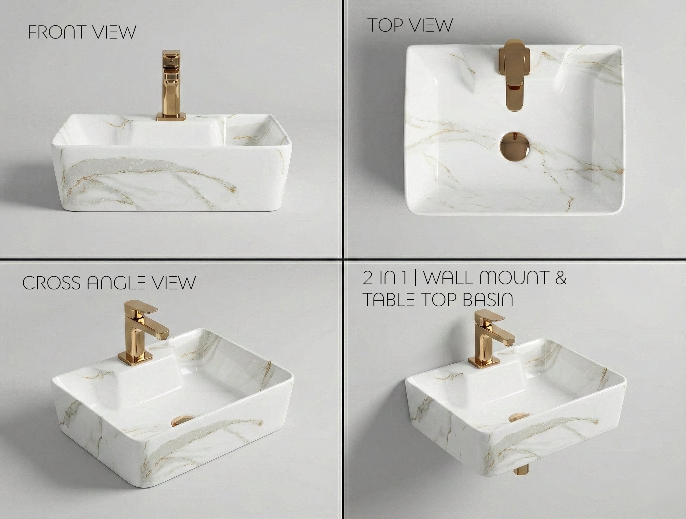 Foxx Sanitaryware 2 in 1 Wall Mount & Table Top Ceramic Premium Wash basin (M-34) (16x12x5) (M-34) Wall Hung Basin