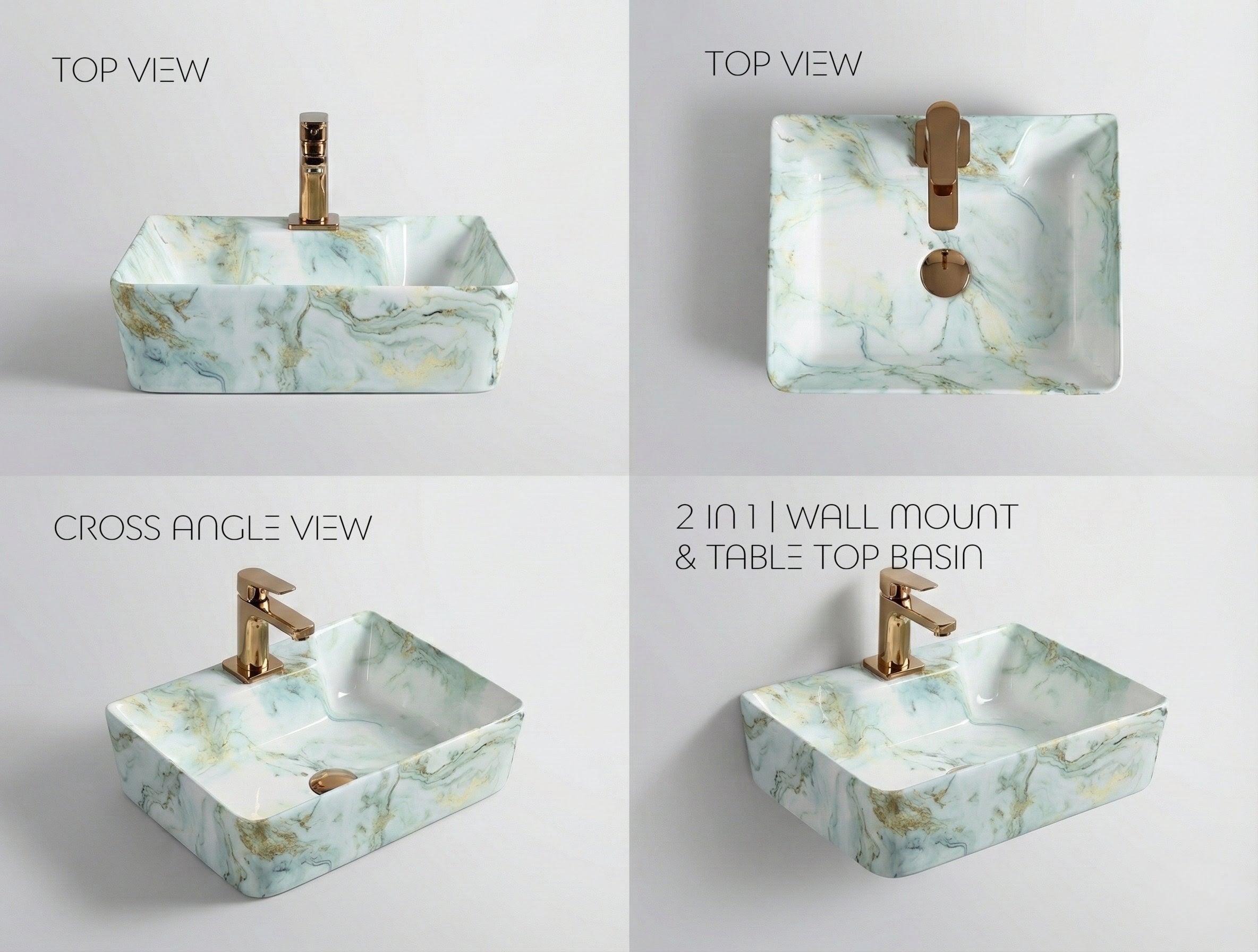 Foxx Sanitaryware 2 in 1 Wall Mount & Table Top Ceramic Premium Wash basin (M-48) (16x12x5) (M-48) Wall Hung Basin
