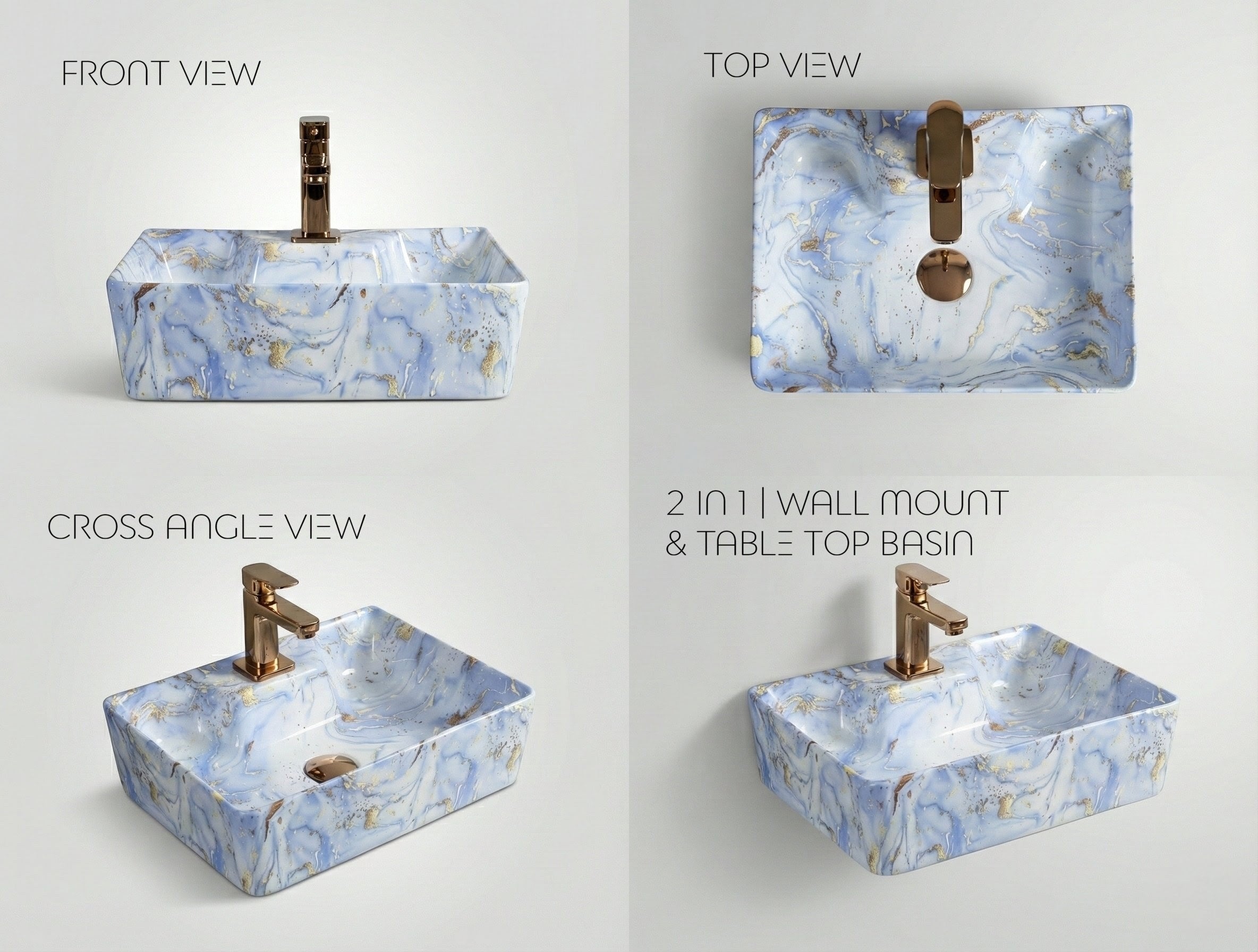 Foxx Sanitaryware 2 in 1 Wall Mount & Table Top Ceramic Premium Wash basin (M-60) (16x12x5) (M-60) Wall Hung Basin