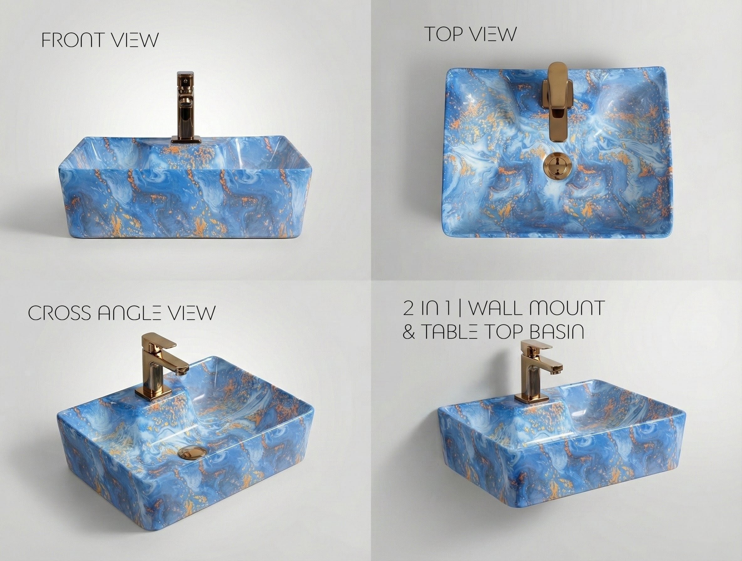 Foxx Sanitaryware 2 in 1 Wall Mount & Table Top Ceramic Premium Wash basin (M-81) (16x12x5) (M-81) Wall Hung Basin