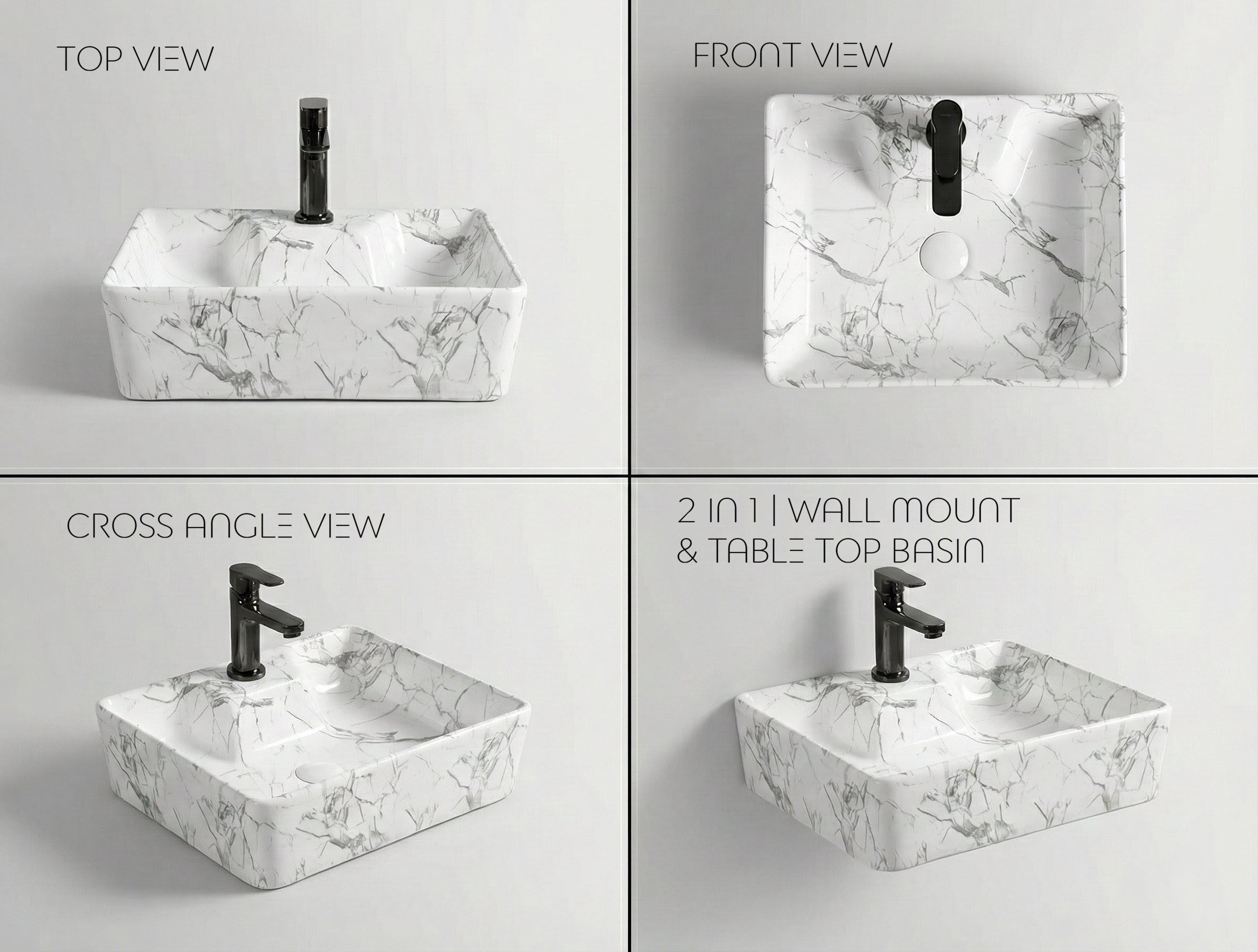 Foxx Sanitaryware 2 in 1 Wall Mount & Table Top Ceramic Premium Wash basin (M-06) (16x12x5) (M-06) Wall Hung Basin