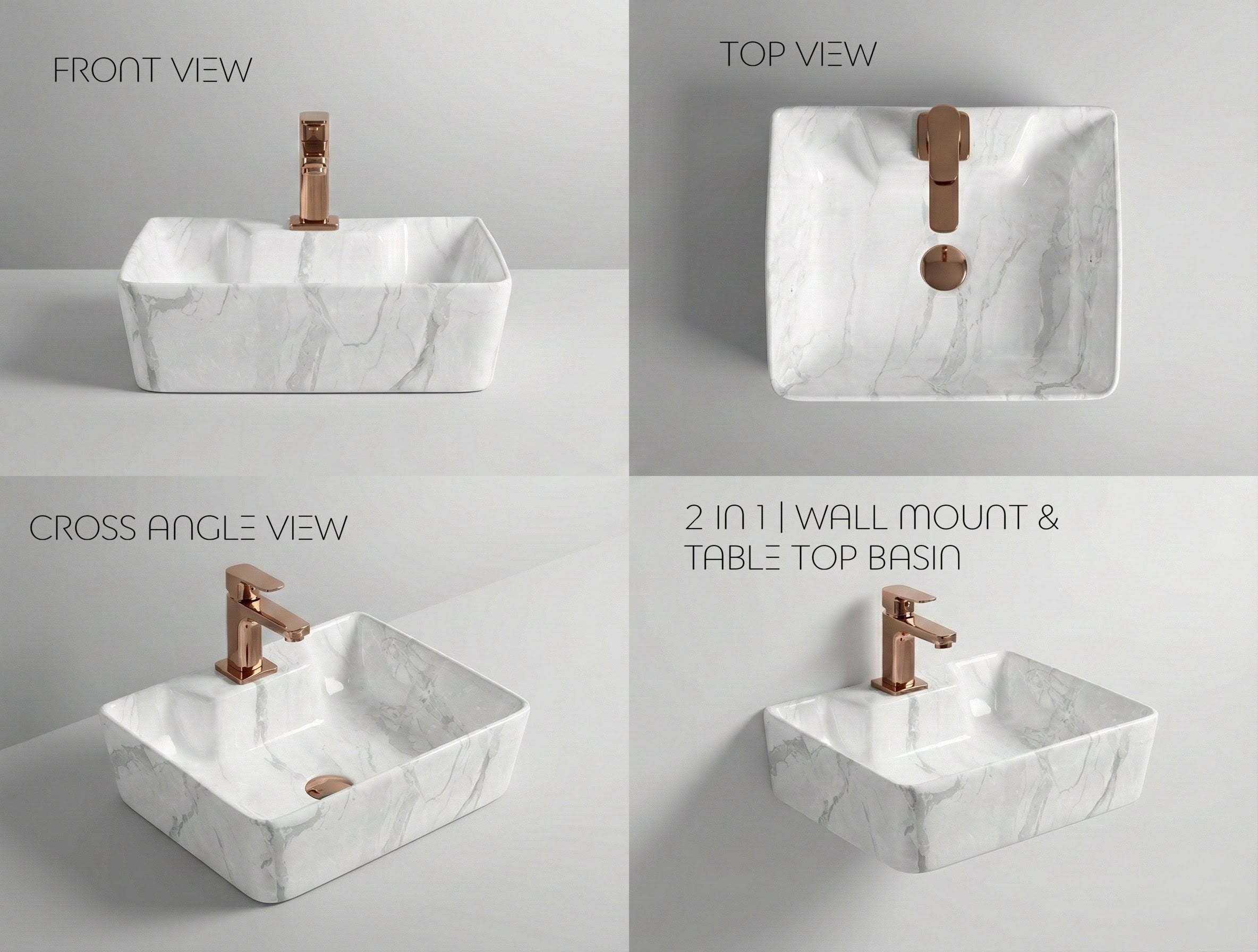 Foxx Sanitaryware 2 in 1 Wall Mount & Table Top Ceramic Premium Wash basin (M-08) (16x12x5) (M-08) Wall Hung Basin