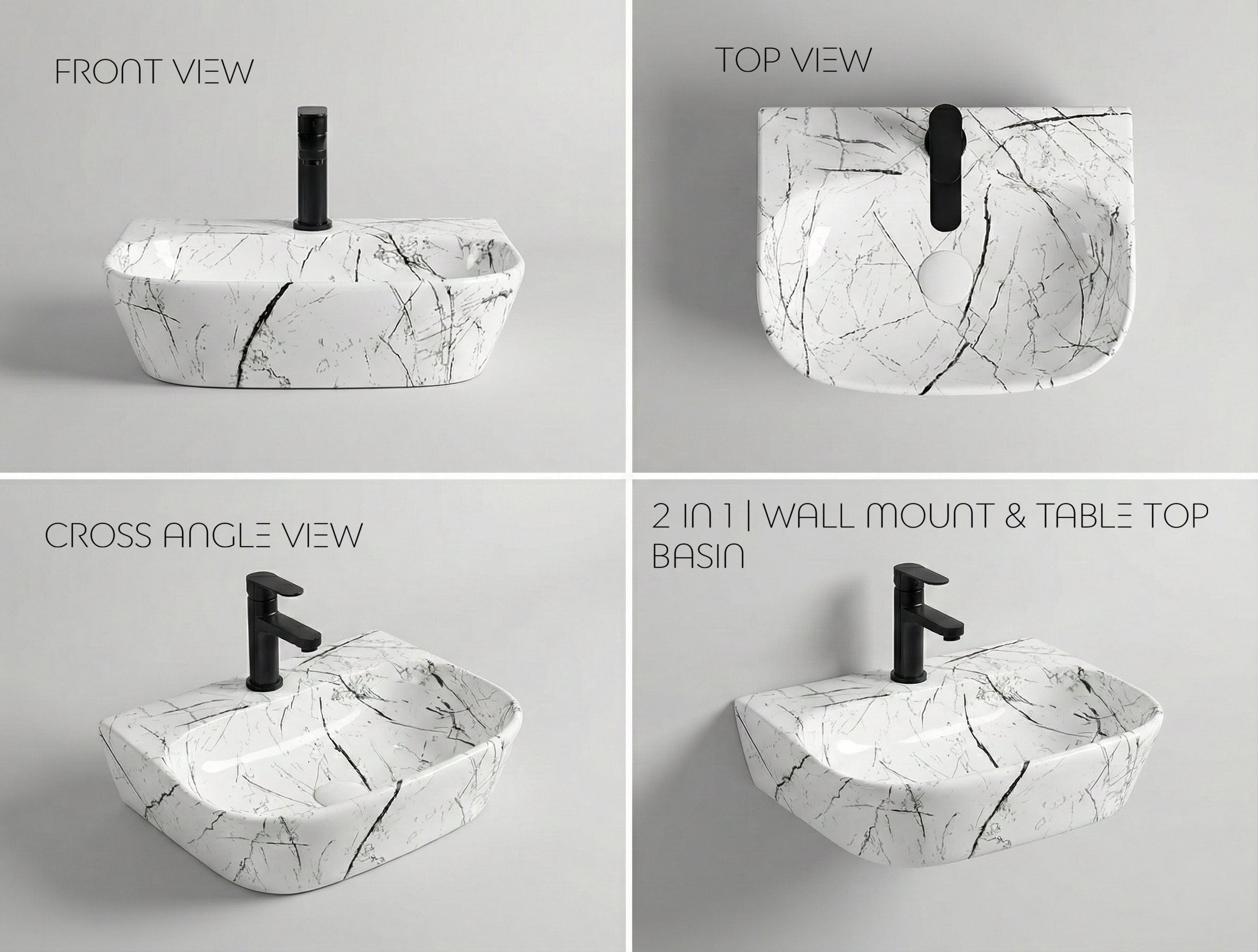 Foxx Sanitaryware 2 in 1 Wall Mount & Table Top Ceramic Premium Wash basin (M-10) (16x12x5) (M-10) Wall Hung Basin