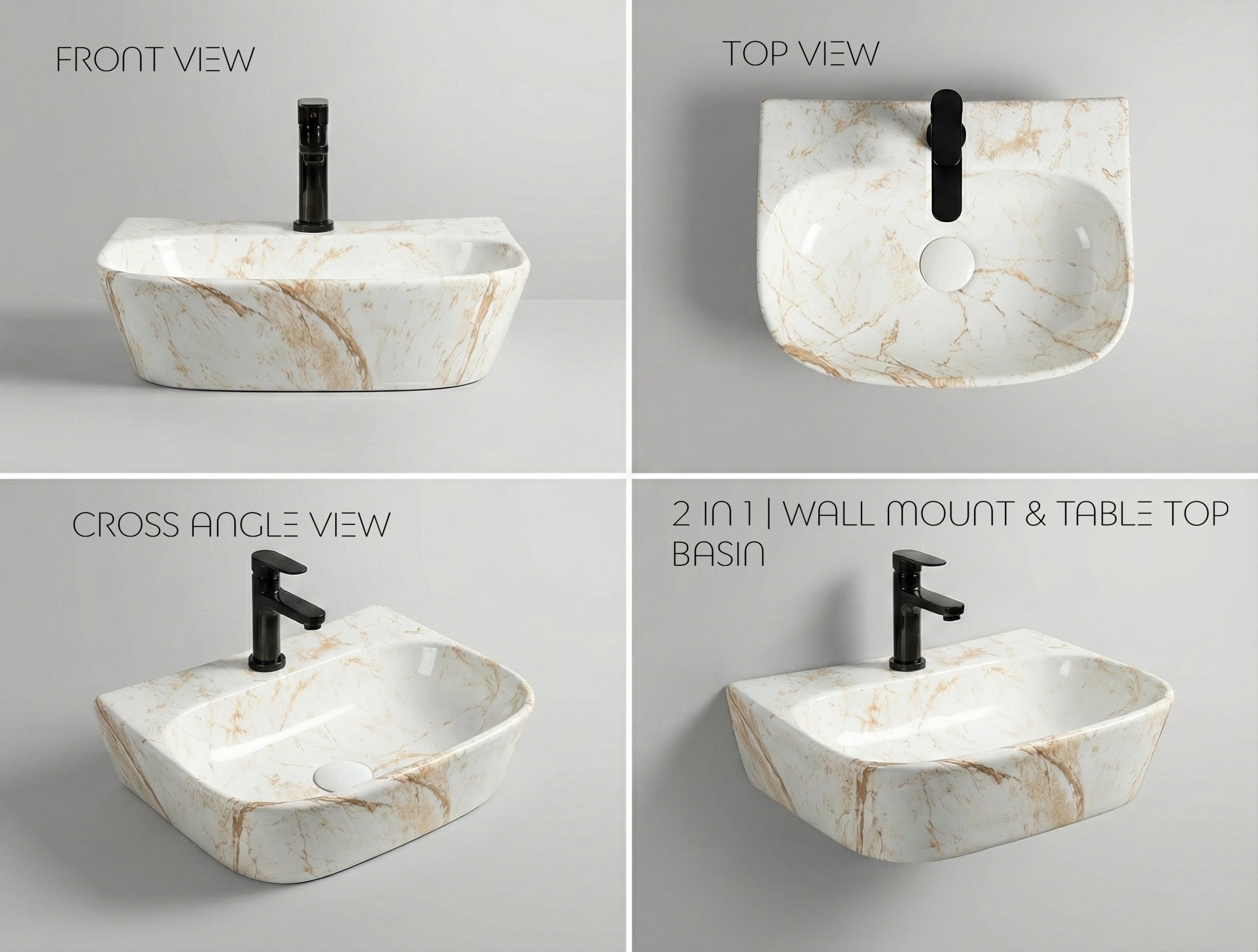 Foxx Sanitaryware 2 in 1 Wall Mount & Table Top Ceramic Premium Wash basin (Mm-10) (16x12x5) (M-10) Wall Hung Basin