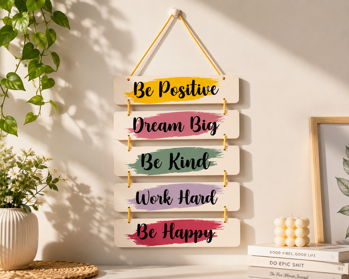 Foxx Sanitaryware Wooden Motivational Wall Hanging Plaque for Home Decoration