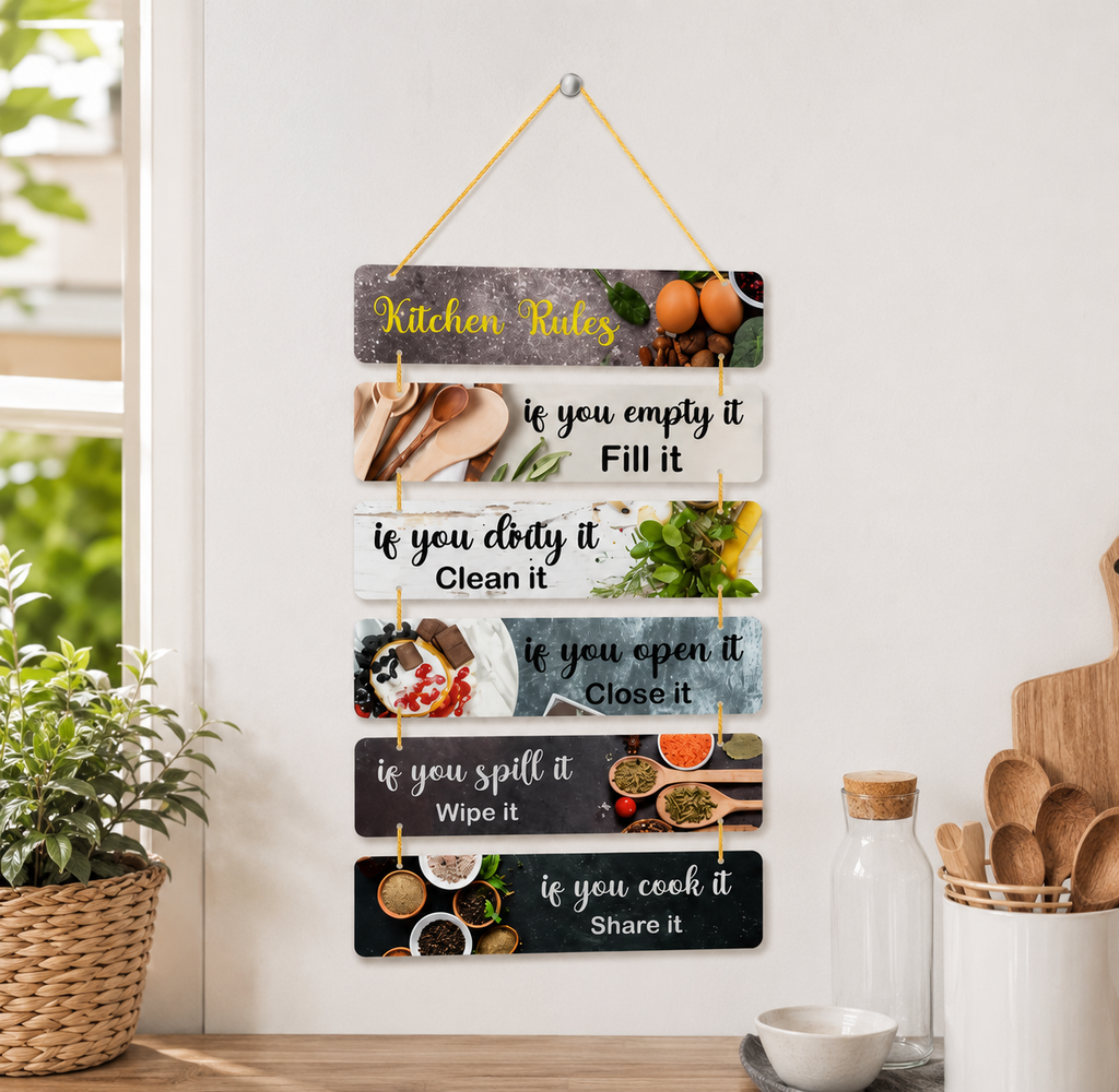 Foxx Sanitaryware Premium MDF Wooden Kitchen Rules Wall Hanging Plaque