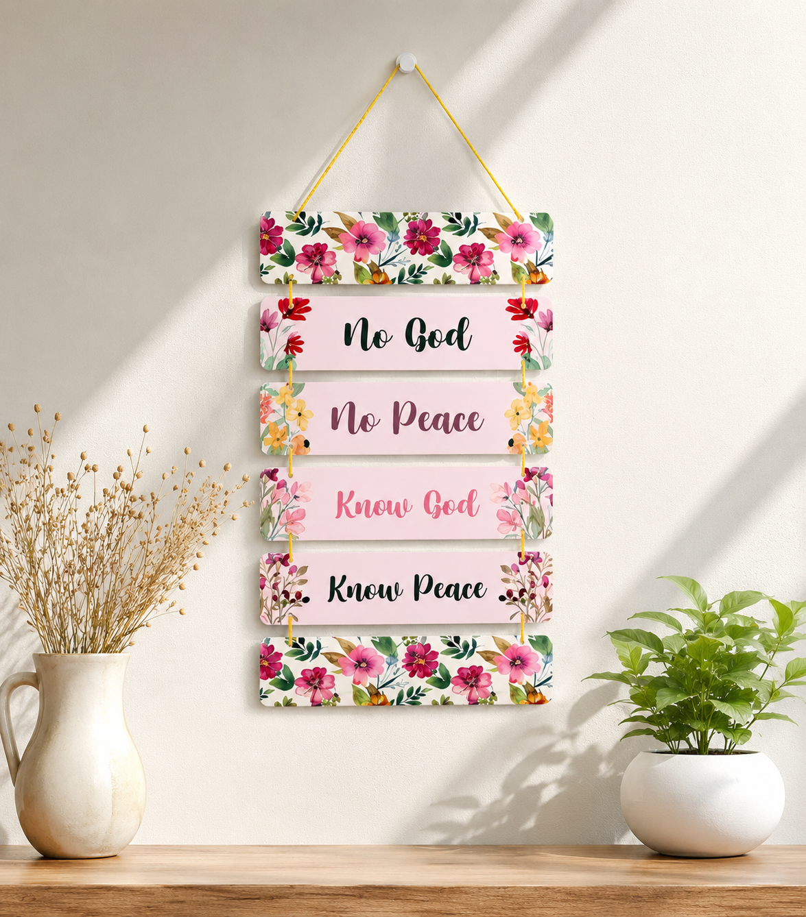 Foxx Sanitaryware Wooden Floral Wall Hanging Plaque for Home Decoration