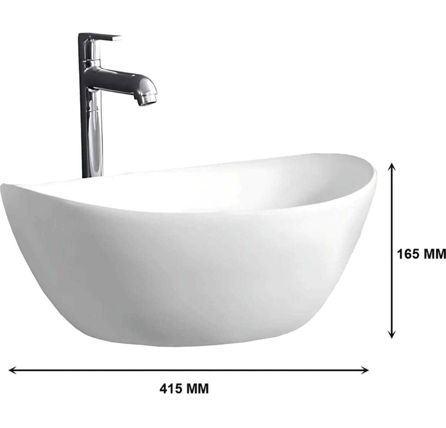 Foxx Sanitaryware Ceramic Premium High Gloss White Wash basin for Bathroom, Hotels (17x13x5) (High Gloss- White Ceramic (Bowl Shape) Counter Top