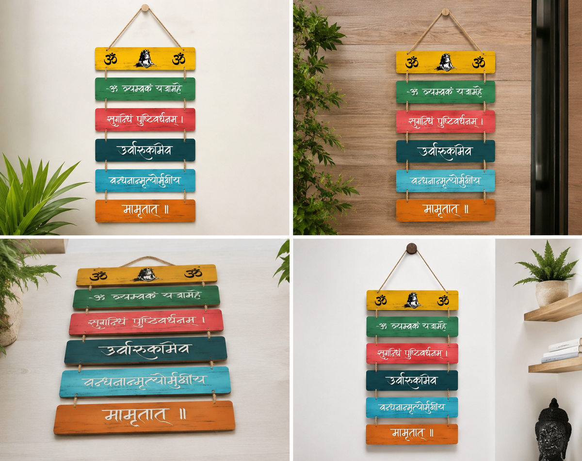 Foxx Sanitaryware Premium MDF Wooden Wall Hanging with Shiva & Om Design