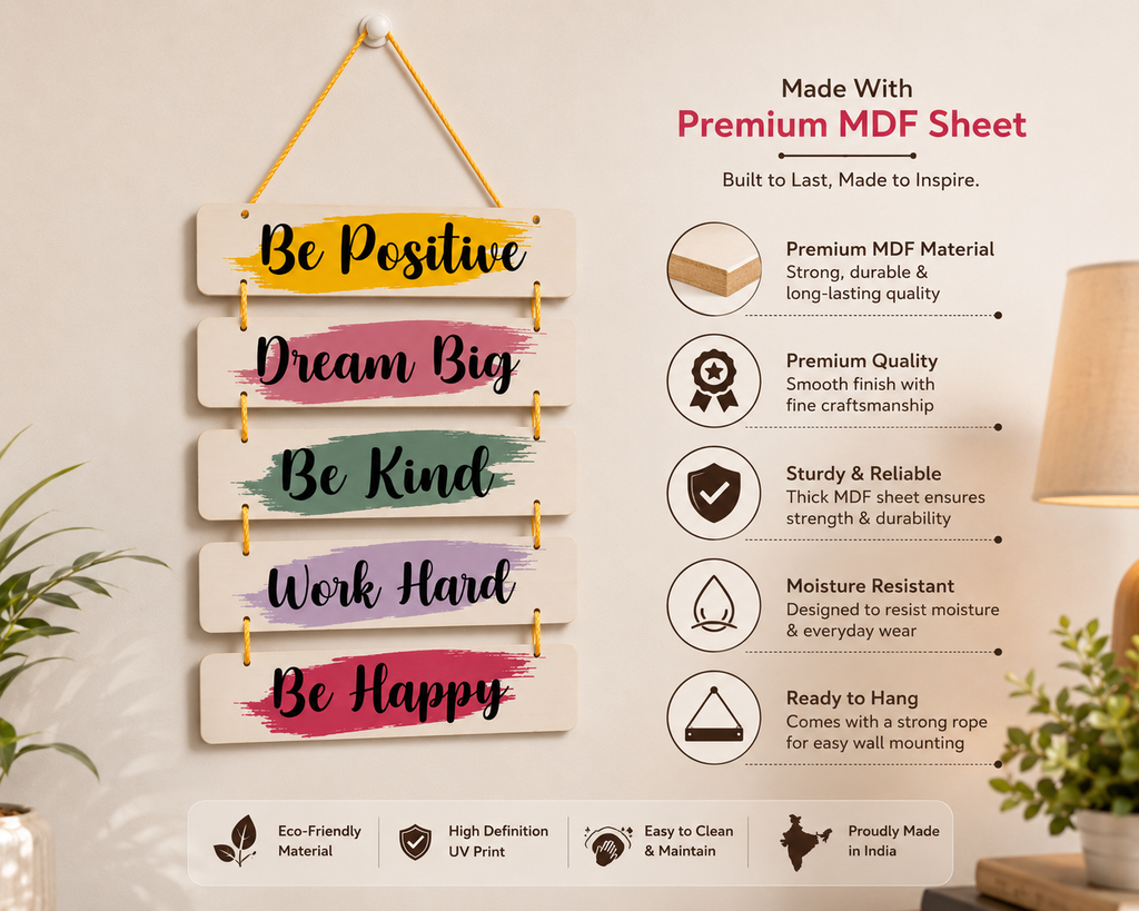 Foxx Sanitaryware Wooden Motivational Wall Hanging Plaque for Home Decoration