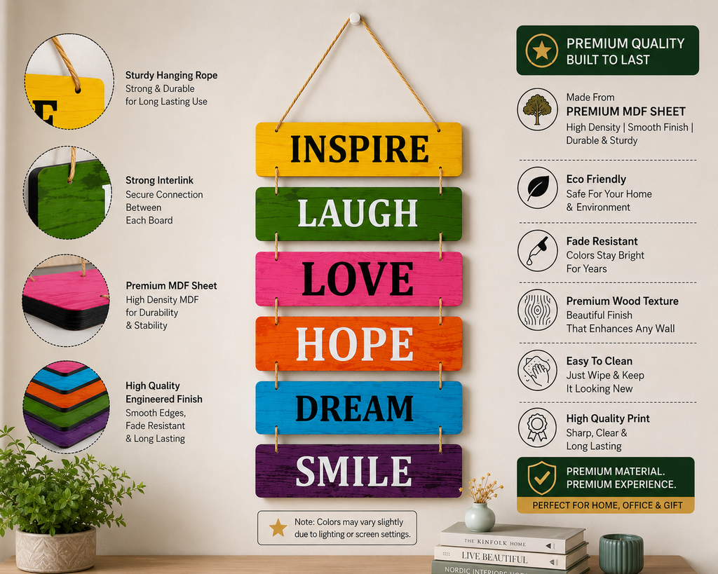 Foxx Sanitaryware Wooden Motivational Quotes Wall Hanging for Home & Office Decor