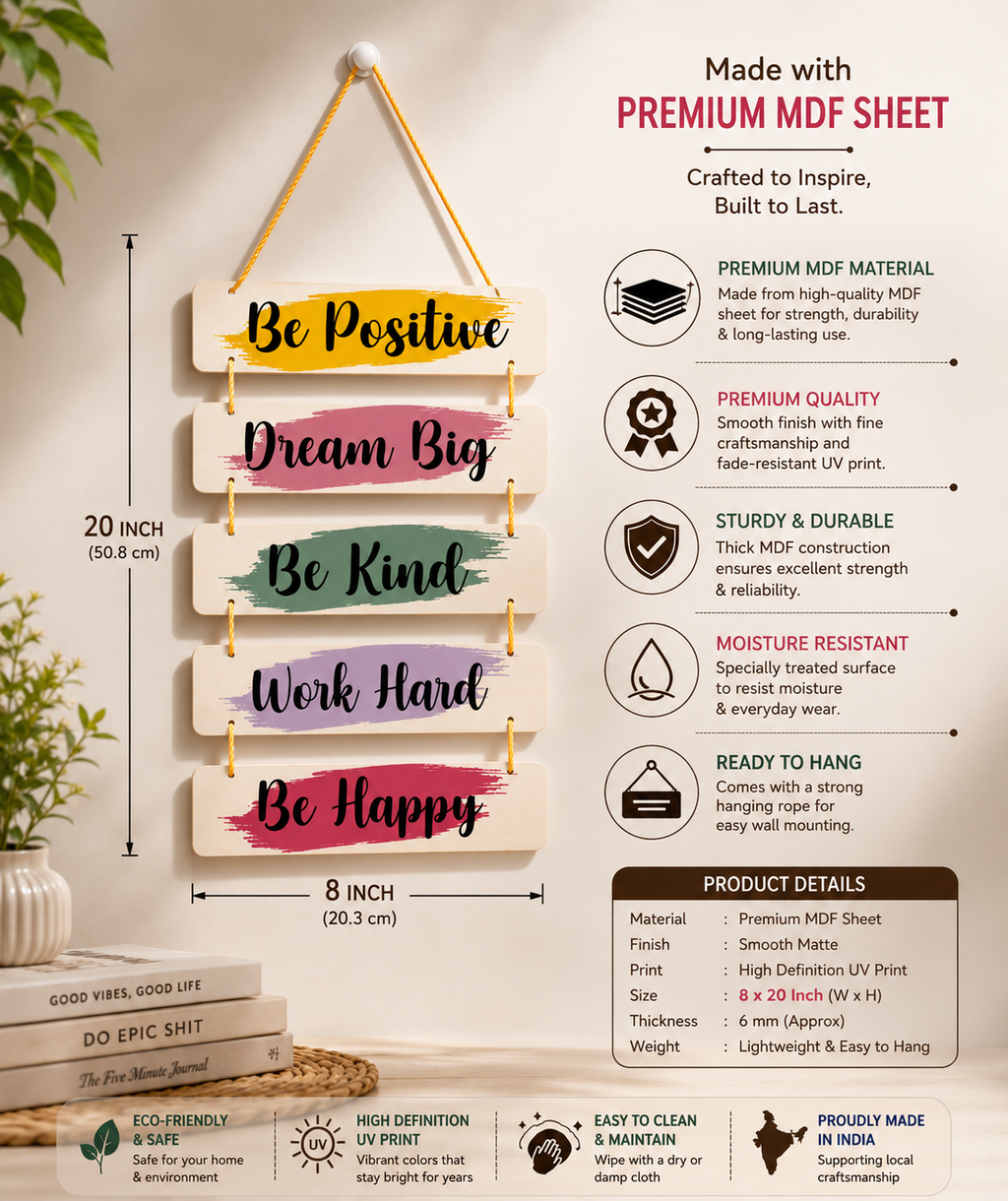 Foxx Sanitaryware Wooden Motivational Wall Hanging Plaque for Home Decoration