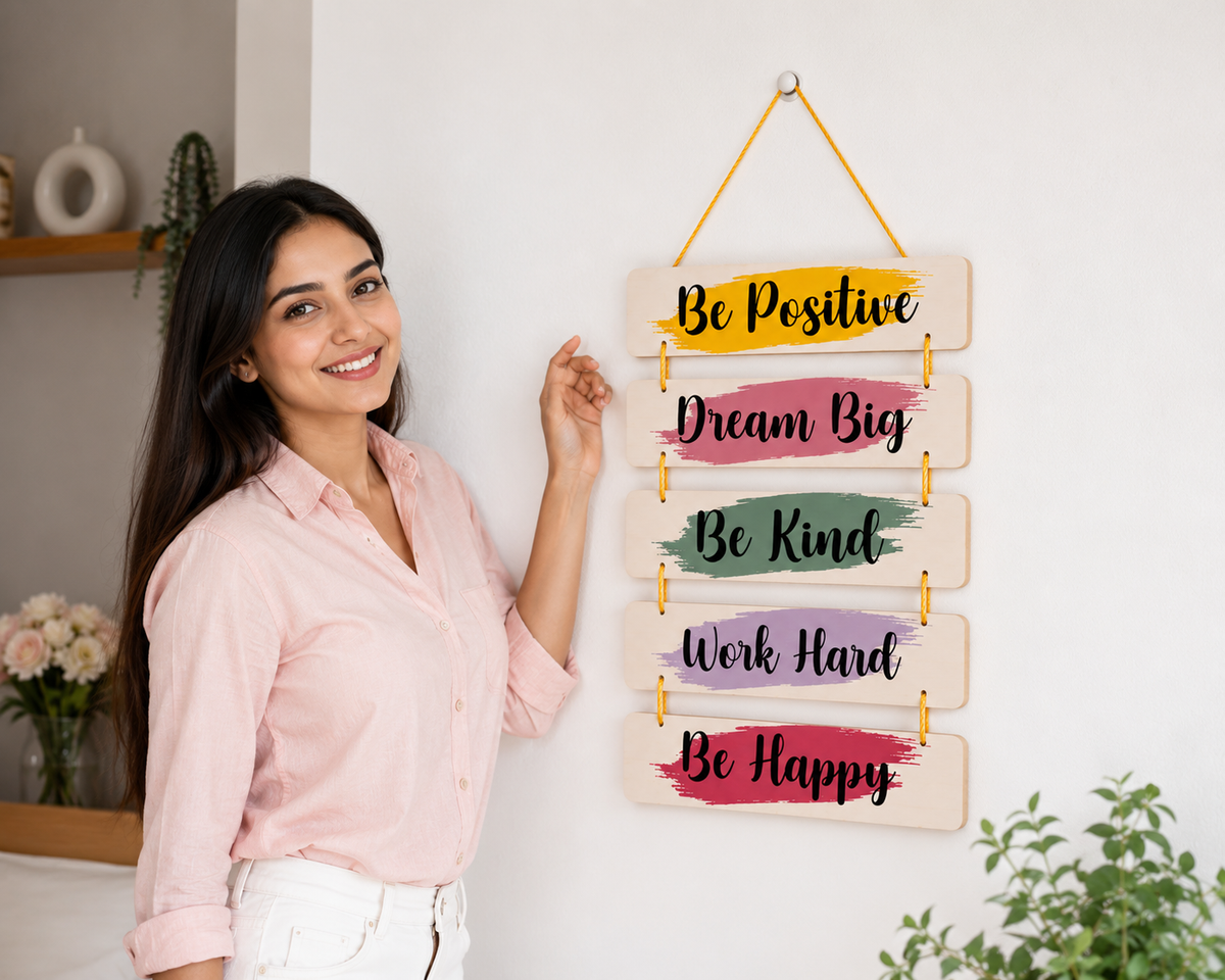 Foxx Sanitaryware Wooden Motivational Wall Hanging Plaque for Home Decoration