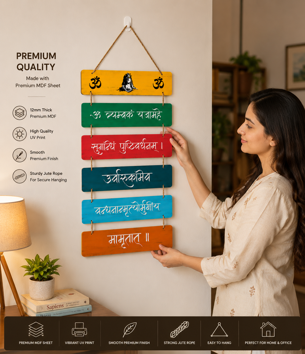 Foxx Sanitaryware Premium MDF Wooden Wall Hanging with Shiva & Om Design