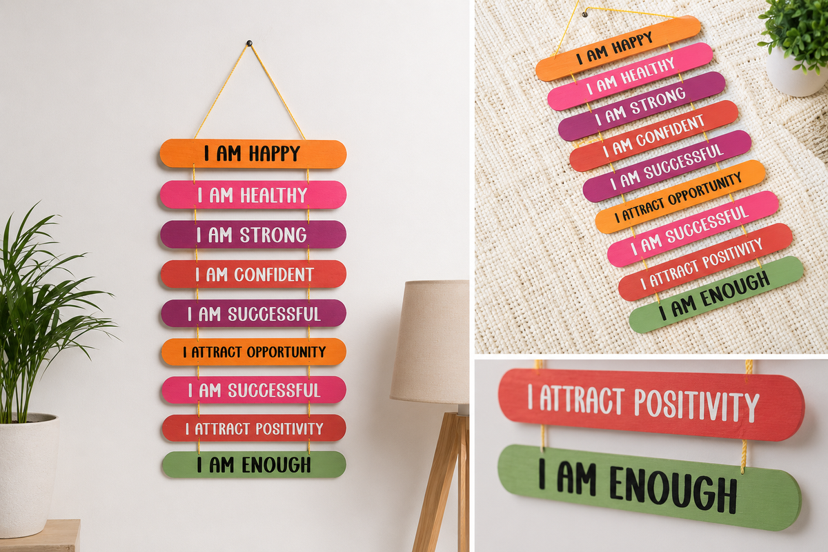Foxx Sanitaryware Premium MDF Wooden Positive Affirmation Wall Hanging | Motivational Quotes