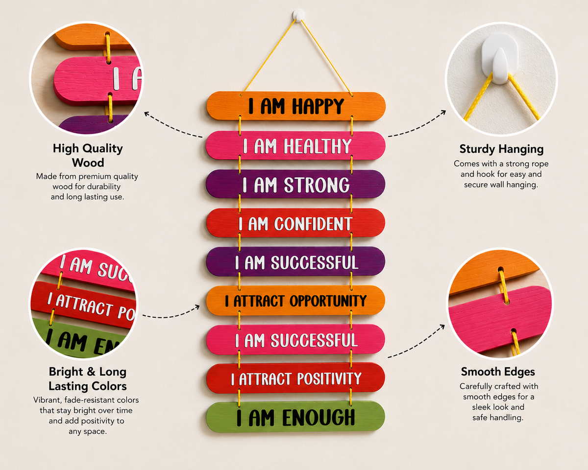 Foxx Sanitaryware Premium MDF Wooden Positive Affirmation Wall Hanging | Motivational Quotes
