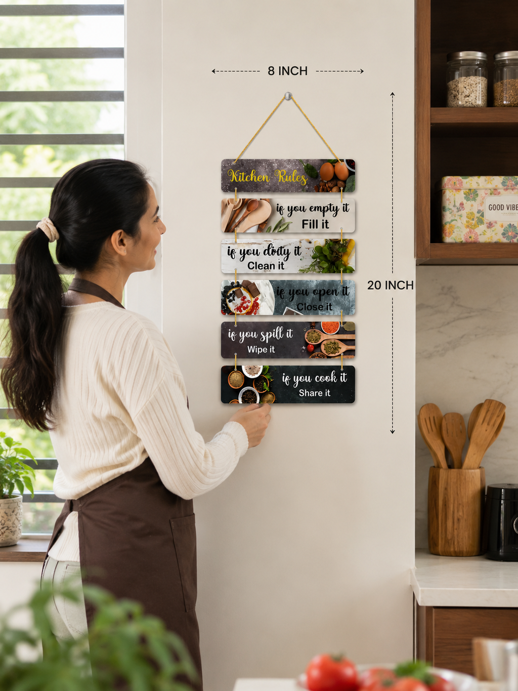 Foxx Sanitaryware Premium MDF Wooden Kitchen Rules Wall Hanging Plaque