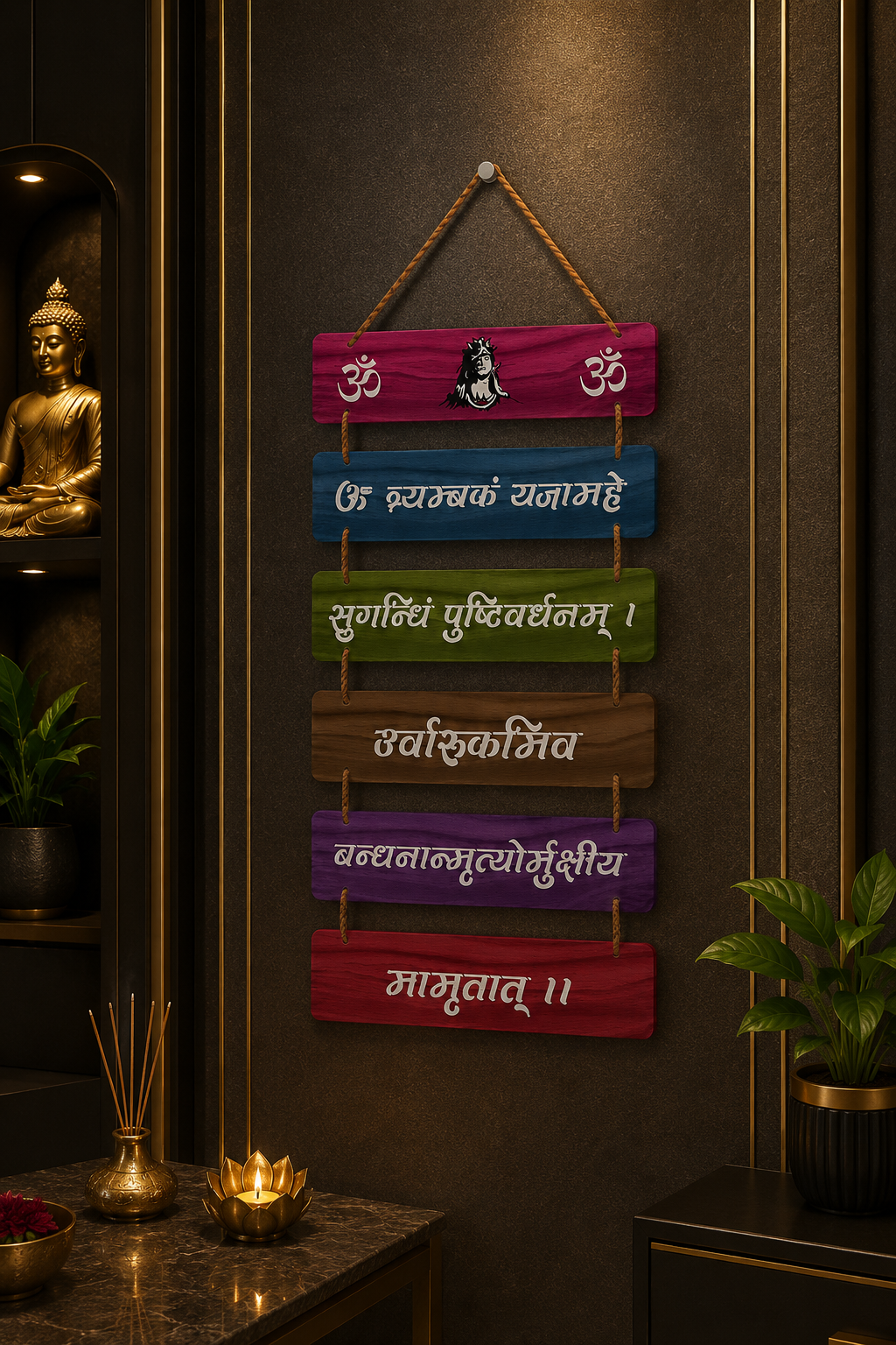 Foxx Sanitaryware Om Namah Shivaya MDF Wall Hanging for Home & Office, Lord Shiva Wall Decor (102)