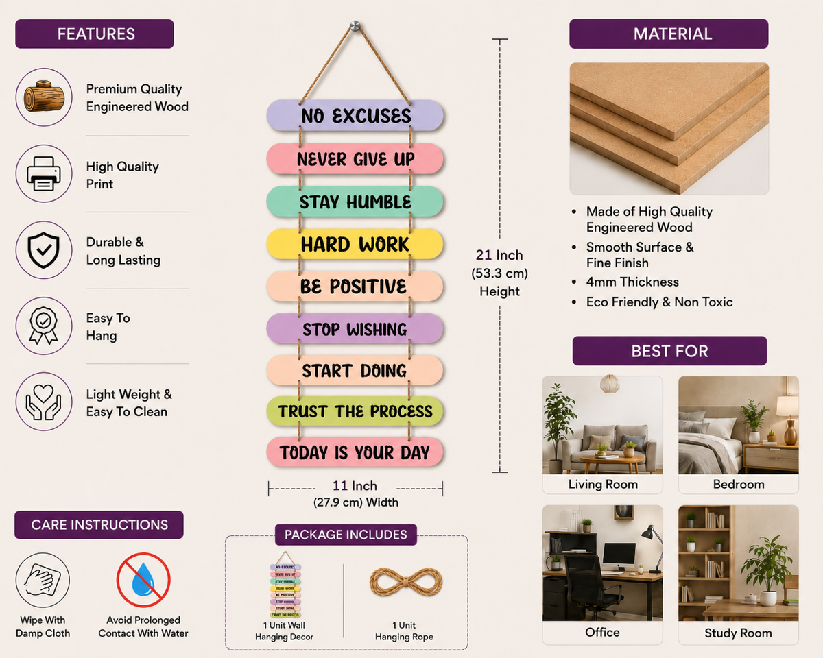 Foxx Sanitaryware Inspirational MDF Wall Hanging for Bedroom & Office Decor (109)