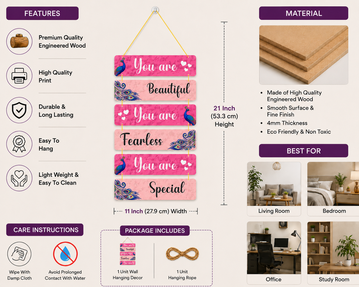 Foxx Sanitaryware Motivational MDF Wall Hanging for Bedroom & Home Decor(110)