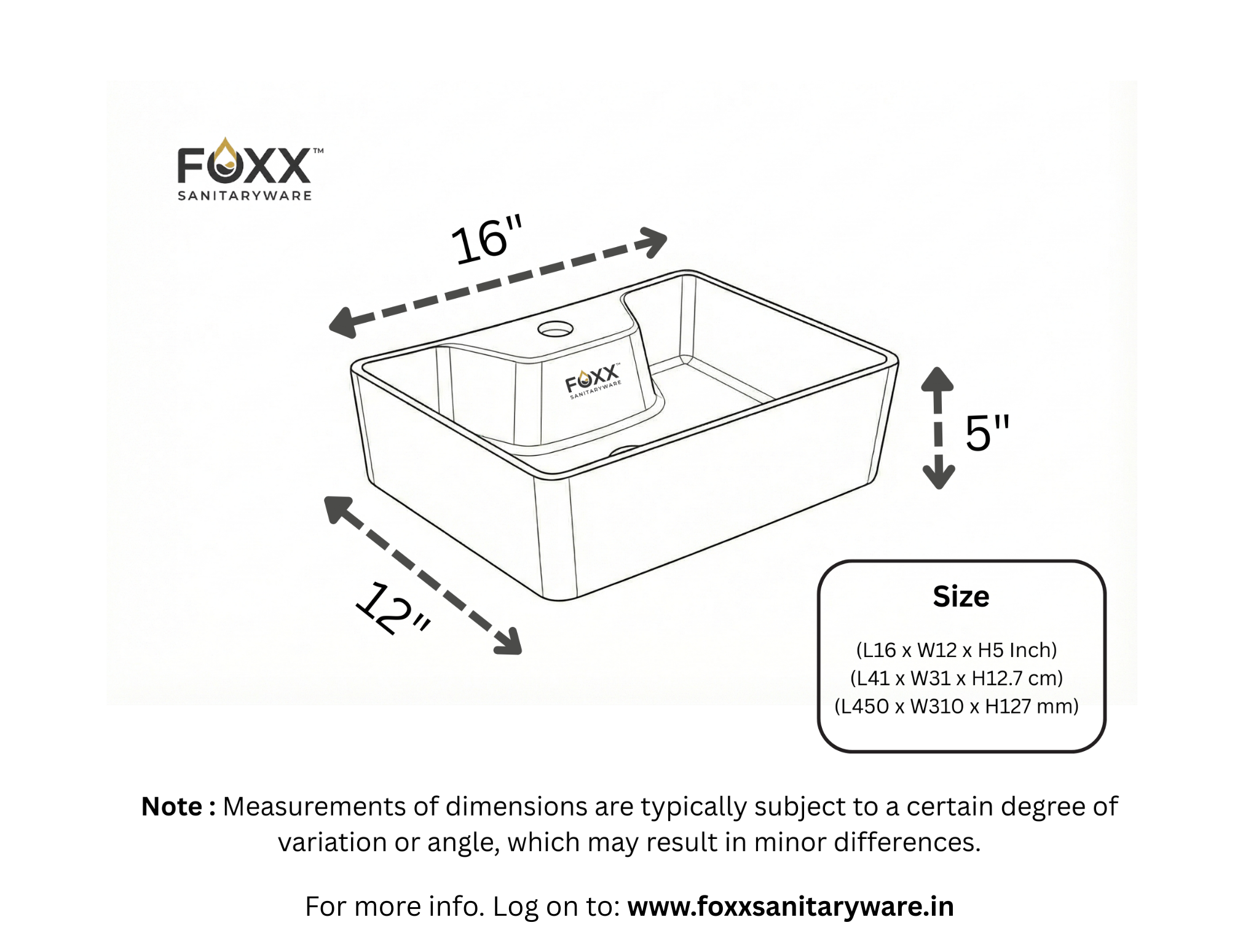 Foxx Sanitaryware 2 in 1 Wall Mount & Table Top Ceramic Premium Wash basin (M-16) (16x12x5) (M-16) Wall Hung Basin