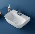 Foxx Sanitaryware 2 in 1 Wall Mount & Table Top Ceramic Premium Wash basin (Glossy White) (16x12x5) DD2 (Diamond White) Wall Hung Basin