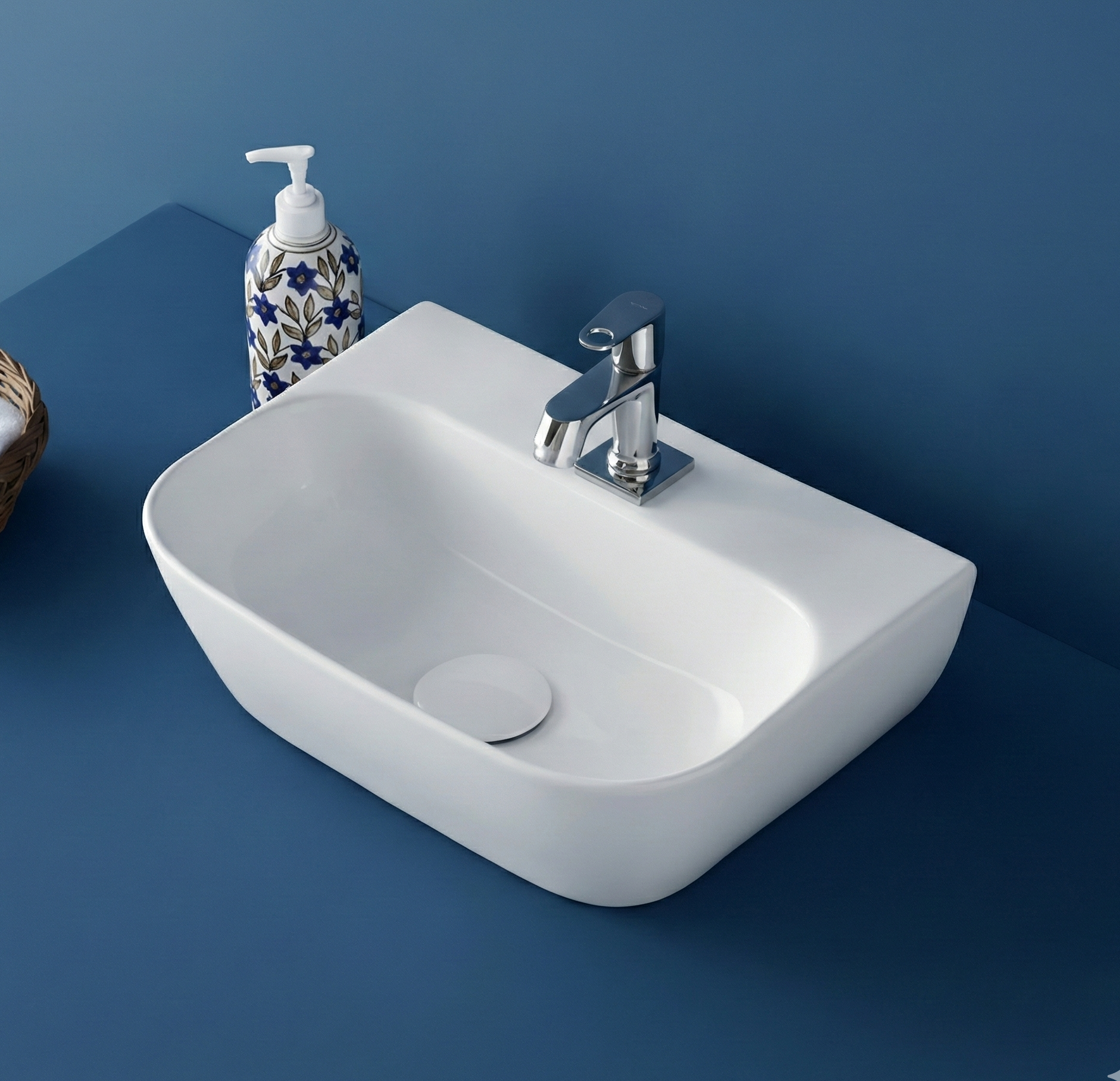 Foxx Sanitaryware 2 in 1 Wall Mount & Table Top Ceramic Premium Wash basin (Glossy White) (16x12x5) DD2 (Diamond White) Wall Hung Basin
