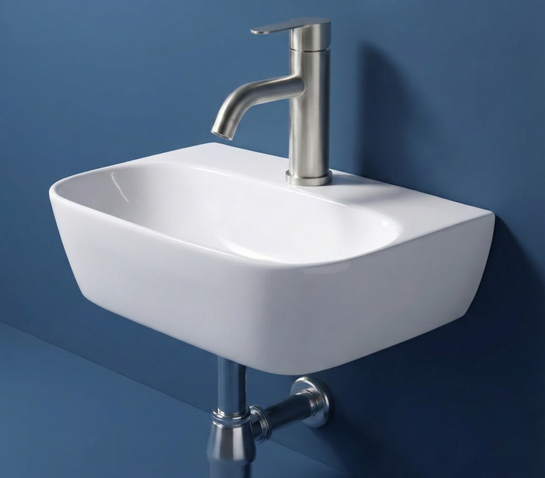 Foxx Sanitaryware 2 in 1 Wall Mount & Table Top Ceramic Premium Wash basin (Glossy White) (16x12x5) DD2 (Diamond White) Wall Hung Basin