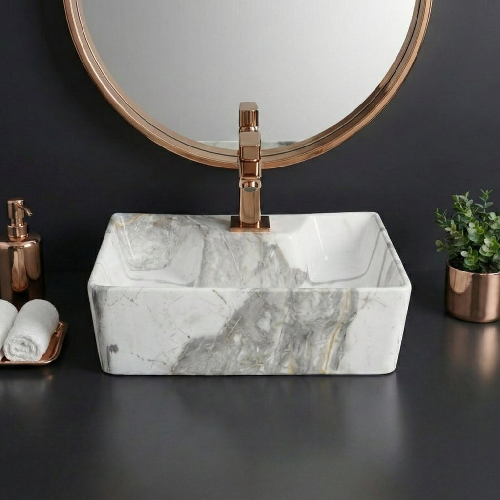Foxx Sanitaryware 2 in 1 Wall Mount & Table Top Ceramic Premium Wash basin (M-07) (16x12x5) (M-07) Wall Hung Basin