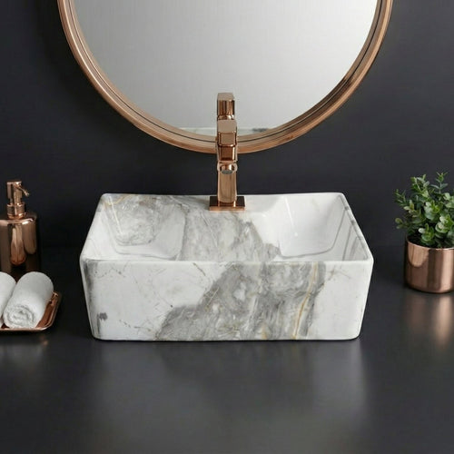 Foxx Sanitaryware 2 in 1 Wall Mount & Table Top Ceramic Premium Wash basin (M-07) (16x12x5) (M-07) Wall Hung Basin