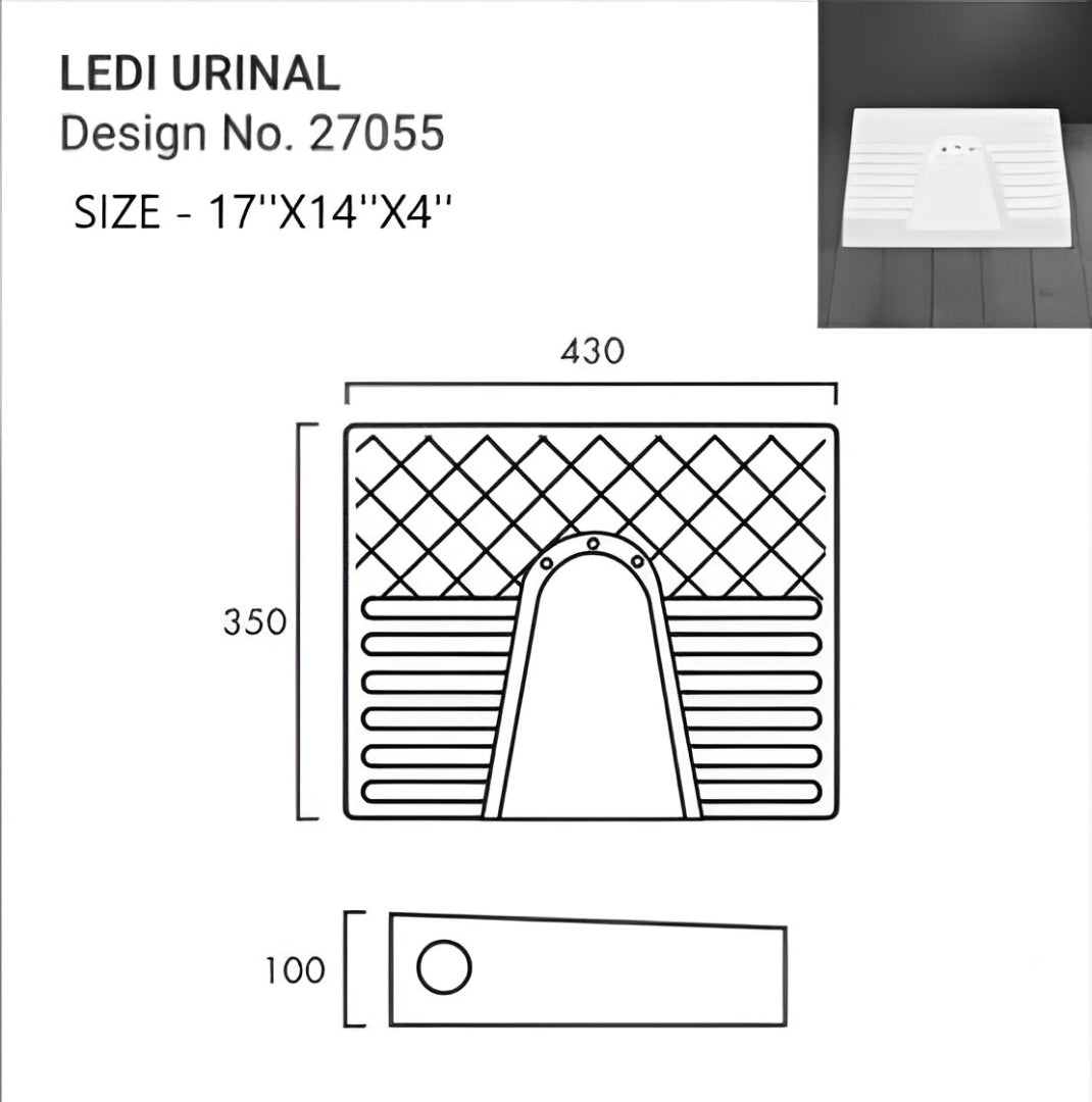Foxx Sanitaryware Premium White Ladies Urinal Urinal for Ladies (17x14x4) Standard Commode Urinal