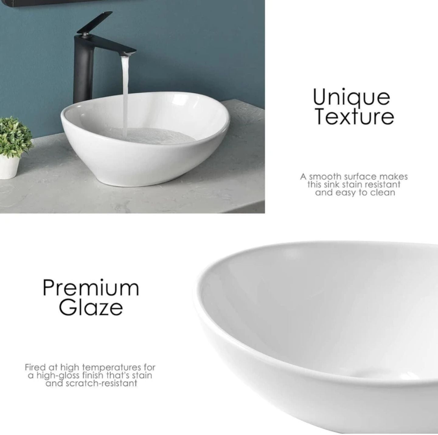 Foxx Sanitaryware Ceramic Premium High Gloss White Wash basin for Bathroom, Hotels (17x13x5) (High Gloss- White Ceramic (Bowl Shape) Counter Top
