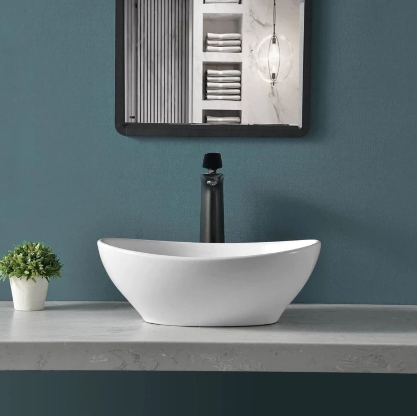 Foxx Sanitaryware Ceramic Premium High Gloss White Wash basin for Bathroom, Hotels (17x13x5) (High Gloss- White Ceramic (Bowl Shape) Counter Top