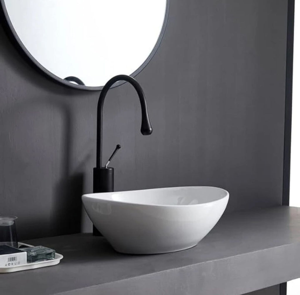 Foxx Sanitaryware Ceramic Premium High Gloss White Wash basin for Bathroom, Hotels (17x13x5) (High Gloss- White Ceramic (Bowl Shape) Counter Top
