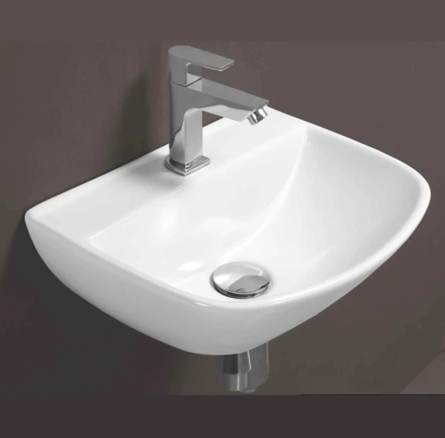 Foxx Sanitaryware 2 in 1 Wall Mount & Table Top Ceramic Premium Wash basin (Glossy White) (16x12x5) DD2 New (Diamond White) Wall Hung Basin