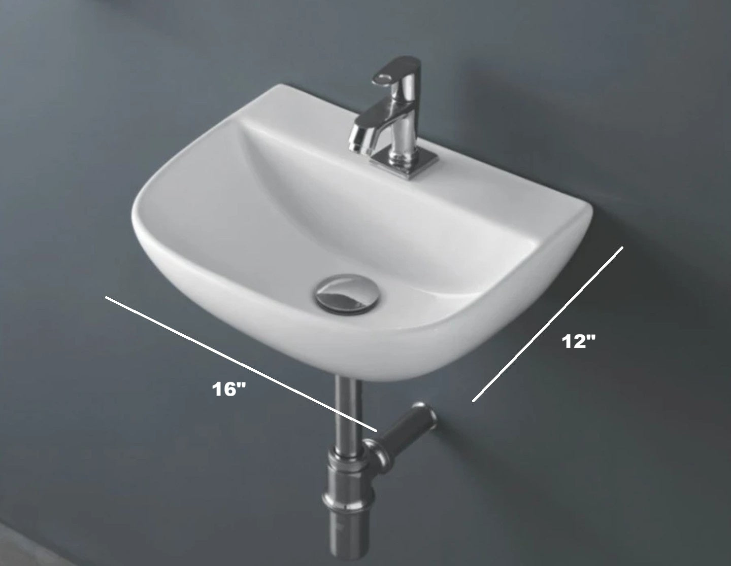Foxx Sanitaryware 2 in 1 Wall Mount & Table Top Ceramic Premium Wash basin (Glossy White) (16x12x5) DD2 New (Diamond White) Wall Hung Basin