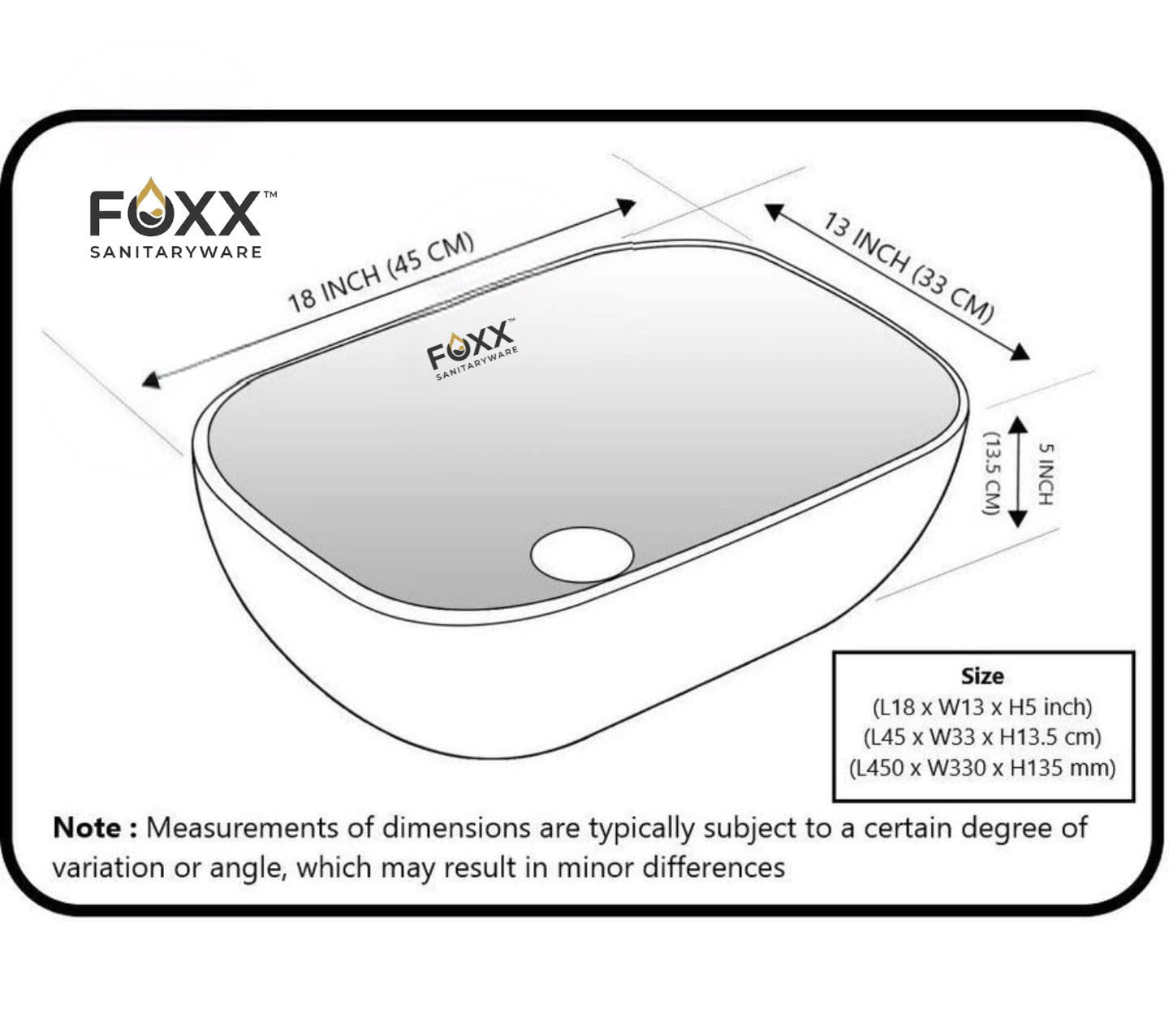 Foxx Sanitaryware Ceramic Premium Designer Wash basin for Home, Hotels (18x13x5)(M-02) (18x13x5) (M-02) Table Top Basin