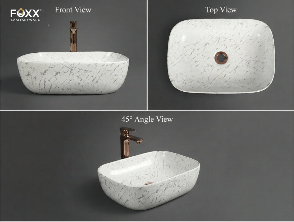 Foxx Sanitaryware Ceramic Premium Designer Wash basin for Home, Hotels (18x13x5)(M-03) (18x13x5) (M-03) Table Top Basin
