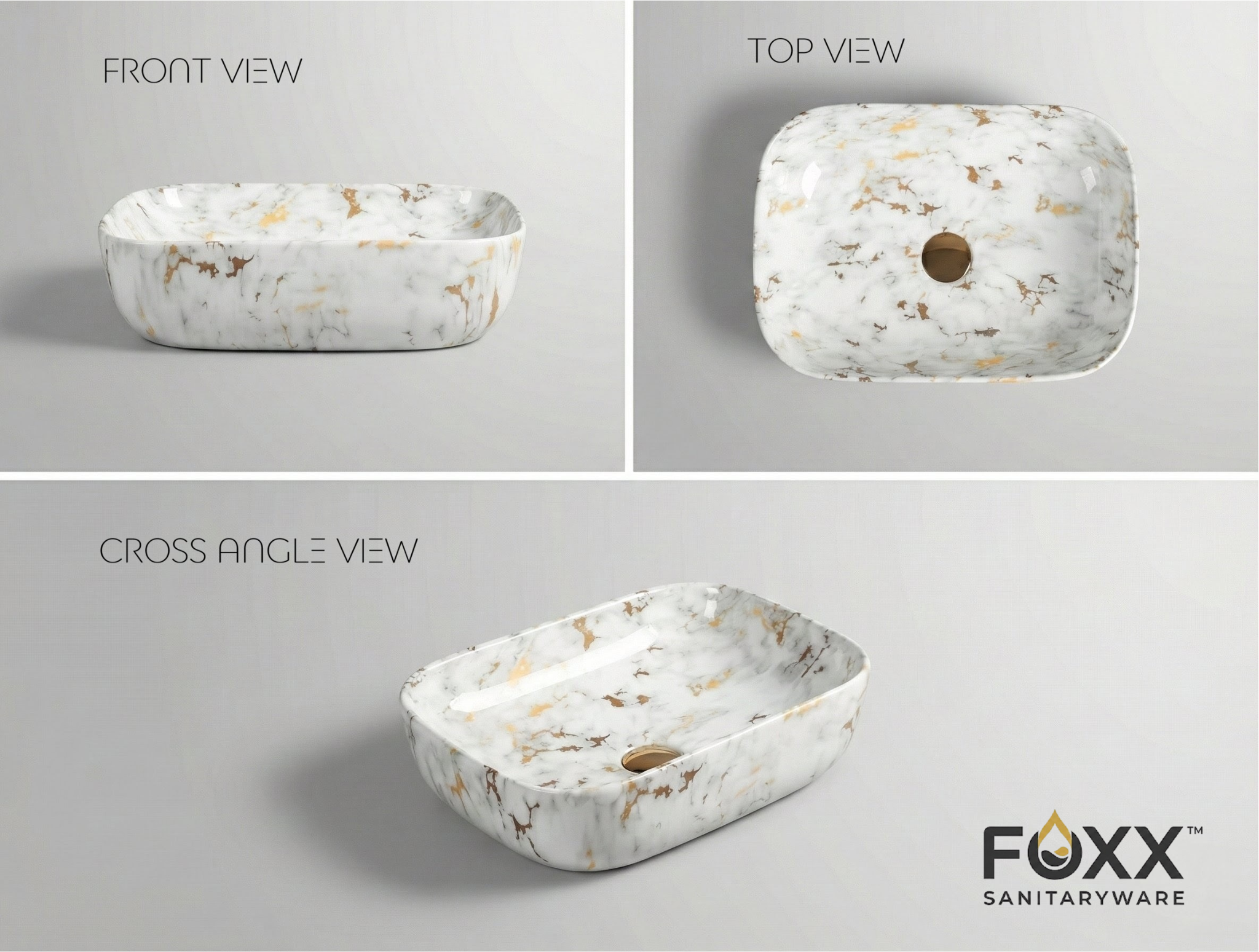 Foxx Sanitaryware Ceramic Premium Designer Wash basin for Home, Hotels (18x13x5)(M-01) (18x13x5) (M-01) Table Top Basin