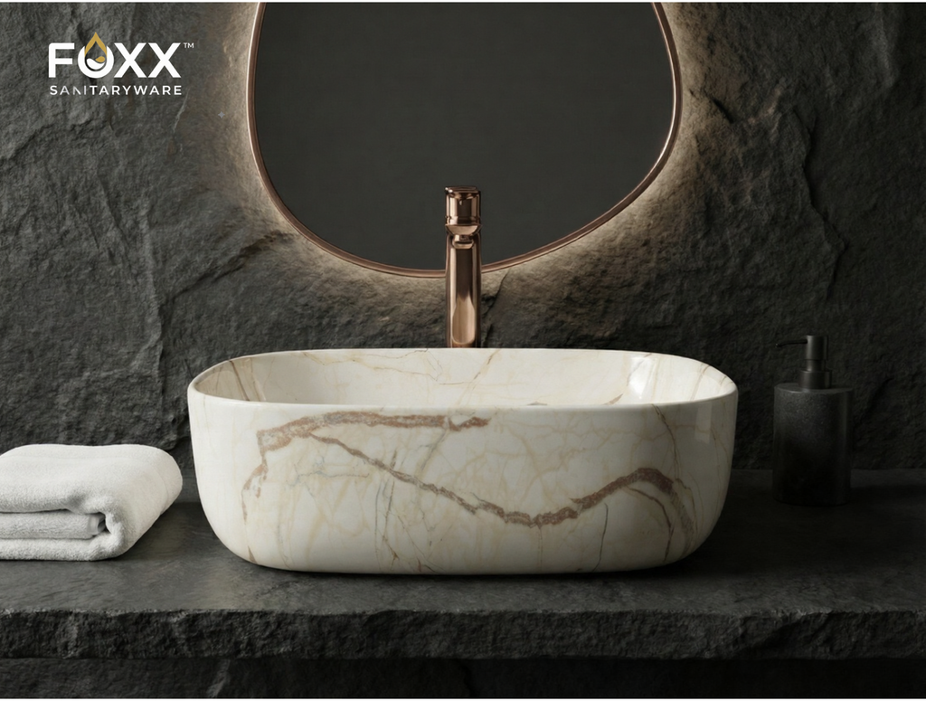 Foxx Sanitaryware Ceramic Premium Designer Wash basin for Home, Hotels (18x13x5)(M-09)