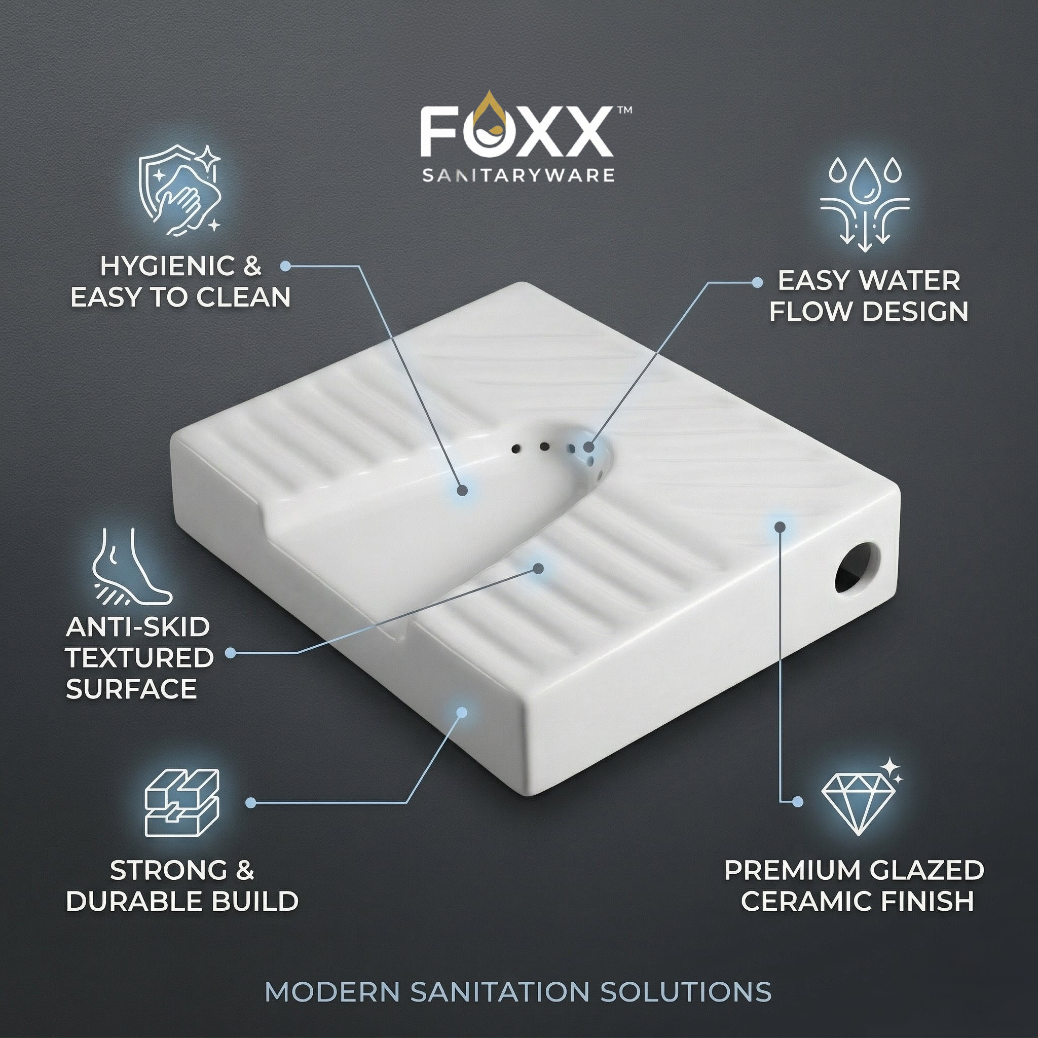 Foxx Sanitaryware Premium White Ladies Urinal Urinal for Ladies (17x14x4) Standard Commode Urinal